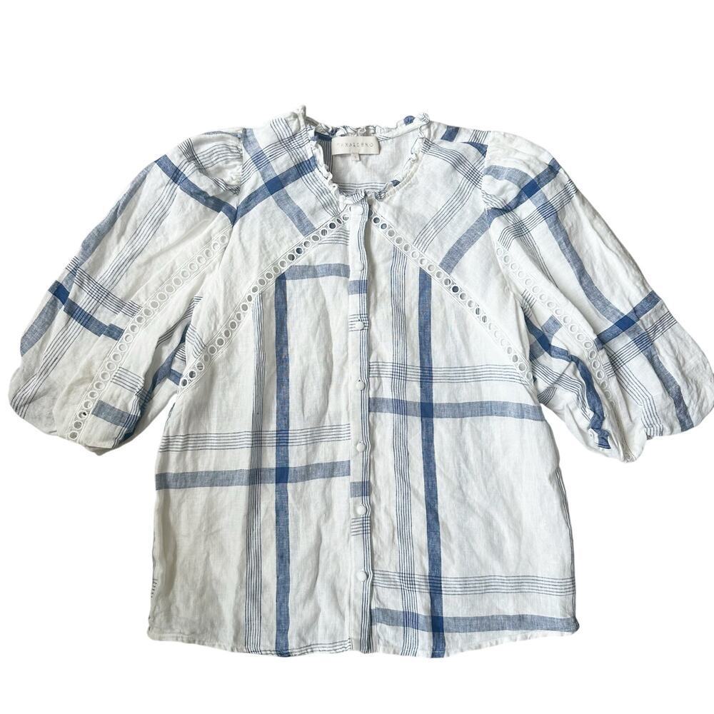 Caballero Peasant Lace Blouse Striped‎ Feminine Lace Coastal Cowgirl Size Small